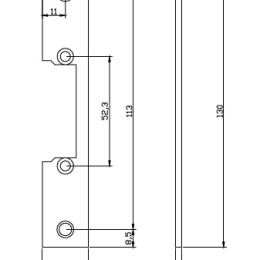 Tetiere plate courte acier inox 130 x 22 x 3 mm