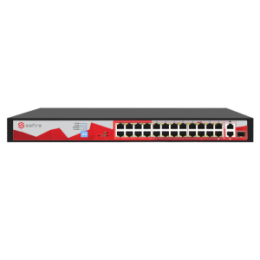 Switch PoE Safire 24 ports PoE + 2 Gigabit Combo Port Vitesse 10/100 Mbps 30 W par port / Maximum 250W Portée jusqu'à 250m Standard IEEE802.3at(PoE)/af(PoE+)|Ai PoE/Ai QOS/Ai Extend/Ai VLan