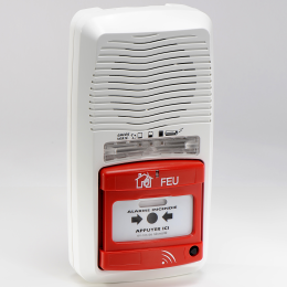 Pack d'un tableau d'alarme incendie de type 4 a pile radio et un declencheur manuel radio Axendis