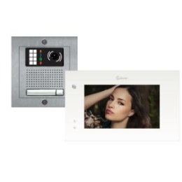 Kit vidéo couleur encastré 1 appel - Platine NEXA INOX norme handicap - Moniteur PENTHA couleur ML 7'' avec mémoire - BUS 2 fils (GB2)