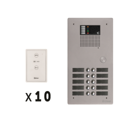 Kit 10 appels audio  MAINS LIBRE avec platine de rue aluminium 5mm GTV62.  - Groupe audio G EL 642 GB2 - Alimentation DIN 25V G FA GB2/A.  - Combinés MAINS LIBRES audio G NHEA