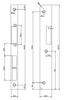 Tetiere dangle longue acier inox 227,5 x 18,8/32,5 x 3 mm din droite