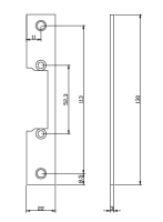 Tetiere plate courte acier inox 130 x 22 x 3 mm