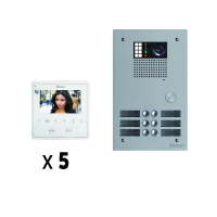 Kit 5 appels vidéo avec platine de rue alu 5mm GTV62. - Groupe audio/vidéo couleur G EL 632 GB2 - Alimentation DIN 25V G FA GB2/A.  - Répartiteurs G D2L GB2 - Moniteurs vidéo couleur mains libres G