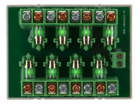 Carte multivoies fusiblees 12/24v ac/dc / 8 voies / 8 leds vertes