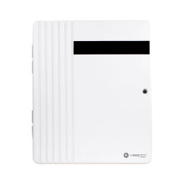 Centrale hybride VESTA jusqu'à 320 zones. Compatible avec tous les appareils RF 868-F1 (2 km en champ libre). Connectivité 4G LTE. Communications IP (Ethernet). Connexion rapide amplifiée pour antenne GPRS externe (antenne compati