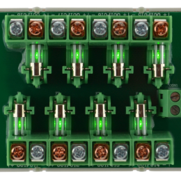 Carte multivoies fusiblees 12/24v ac/dc / 8 voies / 8 leds vertes