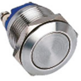 Bouton poussoir acier inox d=19 mm contact no (v)