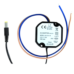 Alimentation miniature 100-240v ac / 12v dc / 1.5a - connection par fils,  sortie utilisateur - convient pour boite d'encastrement electrique normalisee IP67