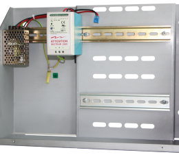 Coffret mural et alimentation 24V - emplacements prévus pour mettre une centrale ou un module supplémentaire et batteries d'alimentation (en option) IPEVIA COFFRET