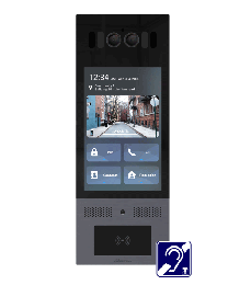 Interphone vidéo Android SIP avec boucle magnétique, reconnaisance faciale et écran 8'' 1080p IK10. Double caméra 2MP Grand angle 115°. Façade Acier inoxydable. Prévoir boitier de montage.