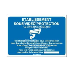 Panneau établissement sous vidéo protection - horizontal 150x105 mm Vinyl adhésif