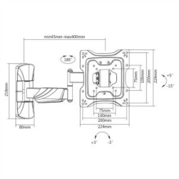 VAL-17991143 Support pour moniteu LCD pivotant permet de positionner de façon optimale votre écran A fixer au mur Prévu pour écrans avec fixation VESA 75 (75x75mm) et VESA 100 (100x100mm) VESA 200 (200x200mm) et VESA 200x100 Les câbles sont fi