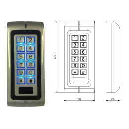 Clavier a codes / lecteur rfid av 12/24v ac/dc 1200 utilisateurs 2 relais