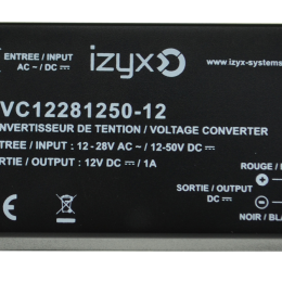 Convertisseur de tension entree 12-28v ac ou 12-50v dc / sortie 12v dc / 1a