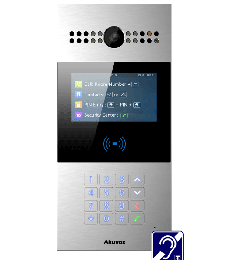 Interphone vidéo Android SIP avec boucle magnétique, écran LCD. Caméra 2MP Grand angle 116° Façade aluminium. Anti-vandale. Prévoir boitier de montage.
