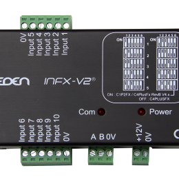 Module d'extention INFX 10 entrées TOR Communication sur BUS RS485 jusqu'a 10 modules INFX par centrale. Alim 12Vdc non fourni