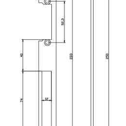 Tetiere plate longue acier inox 250 x 22 x 3 mm