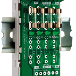 Carte multivoies fusiblees 12/24v ac/dc / 4 voies / 4 leds vertes