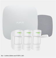 Ajax - Système d'alarme sans fil GPRS / LAN - Protocole Jeweller 868MHz - Kit composé de: AJA-HUB-W, 3 PIR AJA-MOTIONPROTECT-W et AJA-HOMESIREN-W