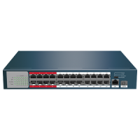 Switch PoE 24 ports PoE + port Combo Gigabit Vitesse 10/100 Mbps Jusqu'à 225W au total pour tous les ports Jusqu'à 4k de table d'adresses MAC Norme IEEE802.3at (PoE) / af (PoE+)