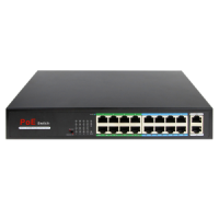 Switch POE 16 ports RJ45 + 2 RJ45 Uplink - 16x 10/100Mbps + 2x 10/100/1000Mbps