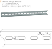 Rail DIN omega en acier 35 x 7,5 mm Longueur 1 m Trous oblongs 15 x 6,1 mm