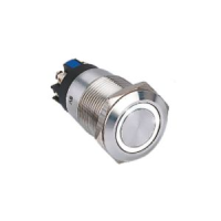 Bouton poussoir acier inox d=19 mm halo blanc led 12v dc contact no+nc (v)