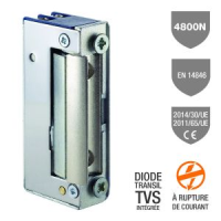 Gâche élec. 35 sym. 16 mm 4800 N à rupture 12V DC TVS