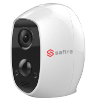 Caméra Safire IP Caméra Wifi alimentée par batterie Déctecteur PIR réel 1080p / H.264+/ Objectif 2.2 mm IR Portée 7.5 m Audio directionnel / Rainure SD App Safire Home | Compatible avec Ajax