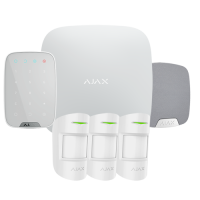 Ajax - Système d'alarme sans fil GPRS / LAN - Protocole Jeweller 868MHz - Kit composé de: AJA- HUB-W,3  PIR AJA-MOTIONPROTECT-W, 1 AJA-KEYPAD-W et 1  AJA-HOMESIREN-W